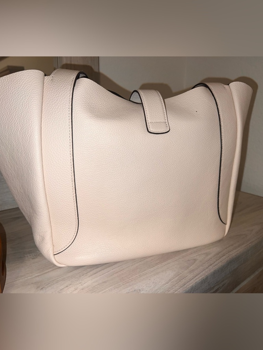 Coach Hadley Turnlock Pebbled Leather Tote Bag in Cream/Chalk| Everyday Work Bag - Picture 4 of 15